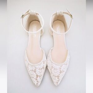 Kailee P Wedding Shoes (white flats, lace pearl)